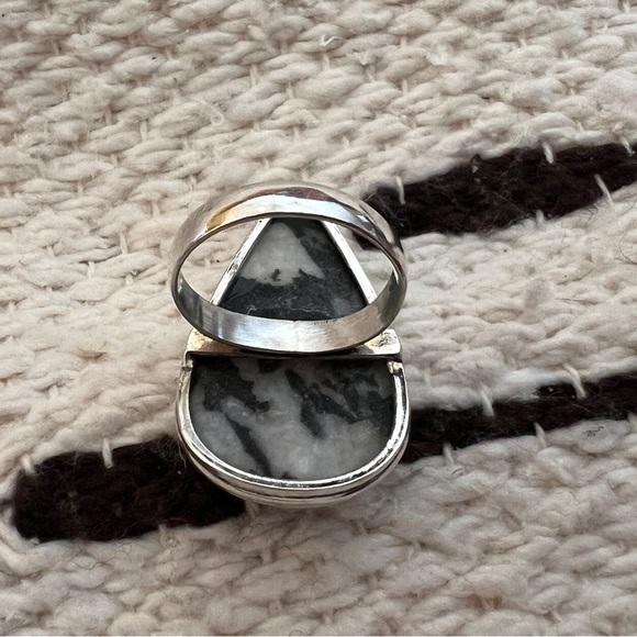 ❤️ Zebra Jasper Southwestern Style 925 Statement Ring Size 7 Weighing 10 GM - Picture 6 of 14